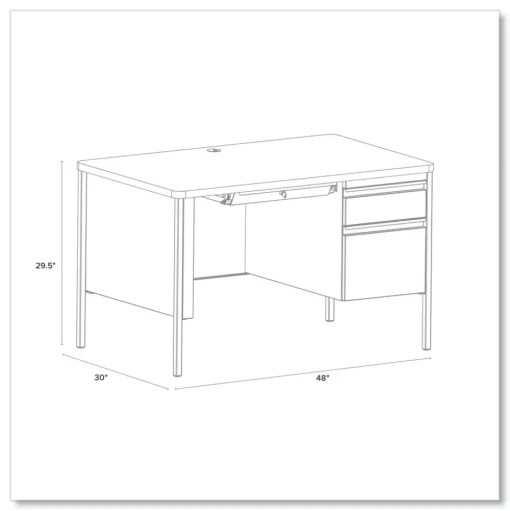 Hirsh Industries 48 in. x 30 in. x 29.5 in. One Right-Hand Pedestal Box/File Drawers Teachers Pedestal Desks - Maple/Black