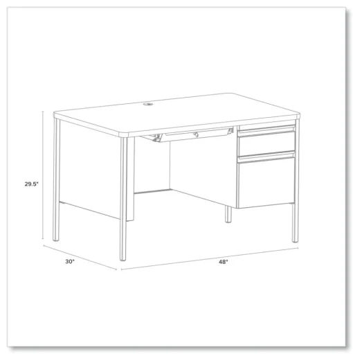 Hirsh Industries 48 in. x 30 in. x 29.5 in. One Right-Hand Pedestal: Box/File Drawers Teachers Pedestal Desks - White/Platinum