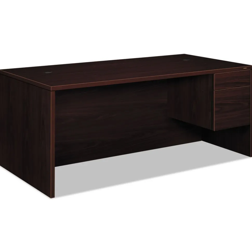 HON 72 in. x 36 in. x 29.5 in. 10500 Series L Workstation Right Pedestal Desk with 3/4-Height Pedestal - Mahogany