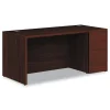 HON 10500 Series 66 in. x 30 in. x 29.5 in. Single Pedestal Desk - Mahogany