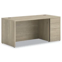 HON 10500 Series 66 in. x 30 in. x 29.5 in. Single Pedestal Desk - Kingswood Walnut