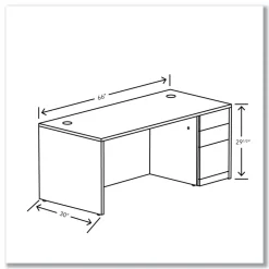 HON 10500 Series 66 in. x 30 in. x 29.5 in. Single Pedestal Desk - Pinnacle