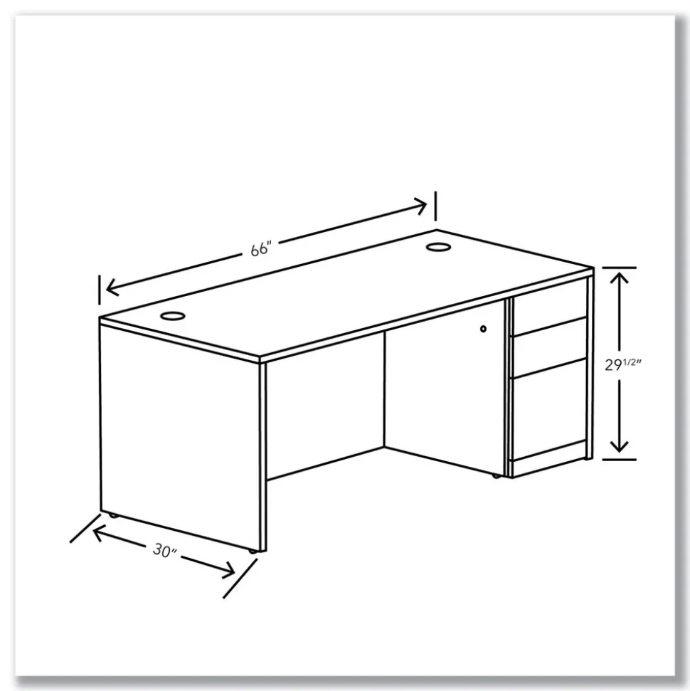 HON 10500 Series 66 in. x 30 in. x 29.5 in. Single Pedestal Desk - Pinnacle