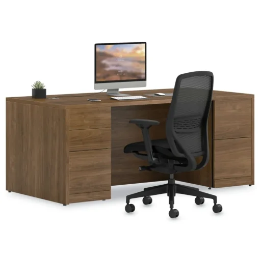 HON 10500 Series 72 in. x 36 in. x 29.5 in. Double Full-Height Pedestal Desk - Pinnacle