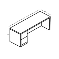 HON 10500 Series Full-Height Left Pedestal 72 in. x 24 in. x 29.5 in. Credenza - Pinnacle