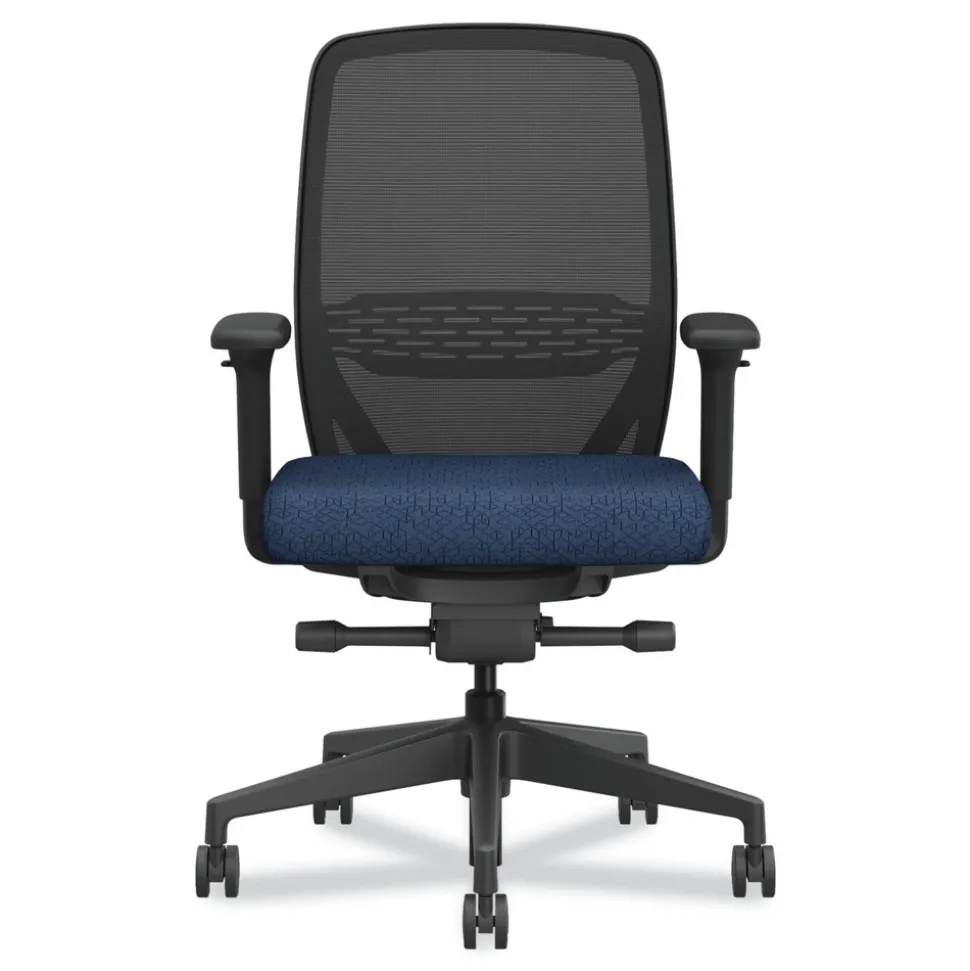 HON Nucleus Series 16.63 in. to 21.13 in. Seat Height Up to 300 lbs. Recharge Task Chair - Navy Seat, Black Back/Base