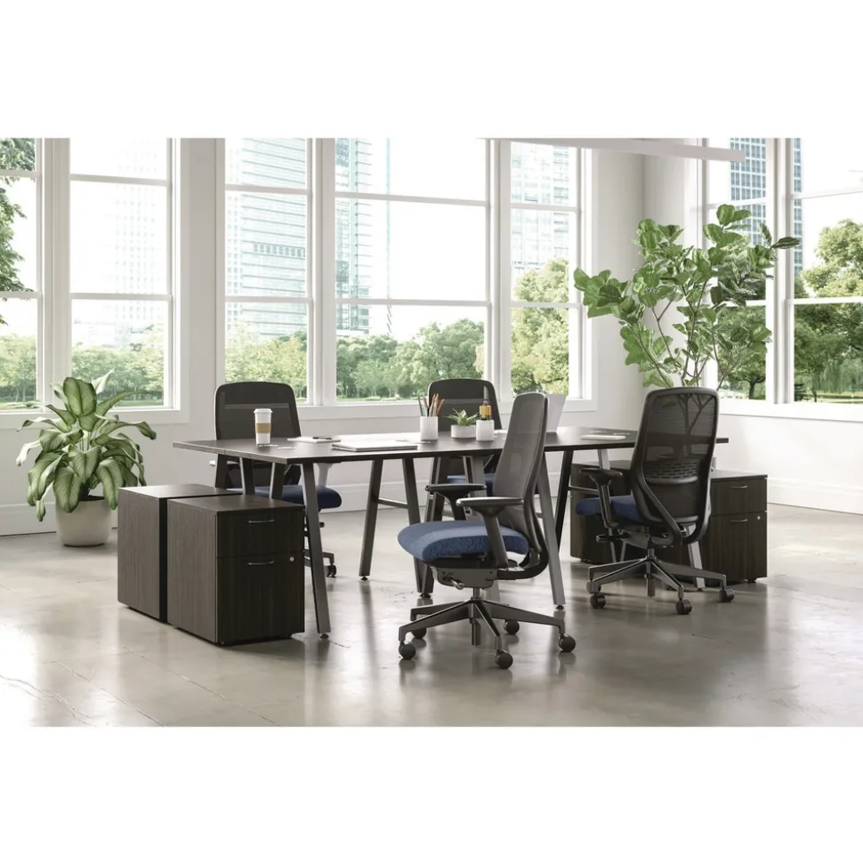HON Nucleus Series 16.63 in. to 21.13 in. Seat Height Up to 300 lbs. Recharge Task Chair - Navy Seat, Black Back/Base