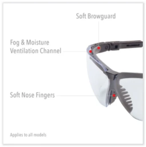Honeywell Uvex Genesis Safety Eyewear - Black Nylon Frame/Clear Polycarbonate Lens
