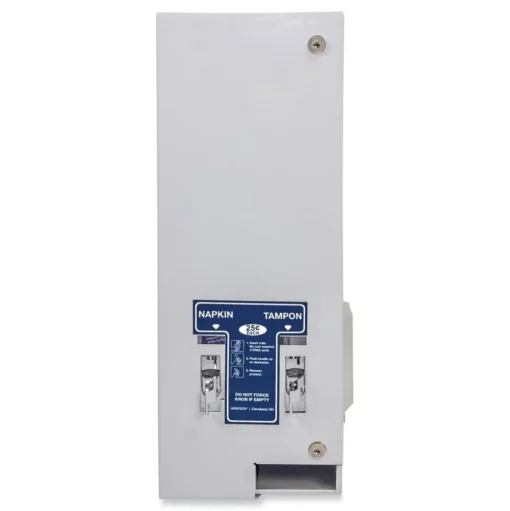 HOSPECO 11.13 in. x 7.63 in. x 26.38 in. 25 Cent Coin Mechanism Dual Sanitary Napkin/Tampon Dispenser - White/Blue