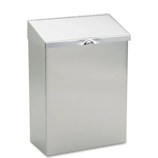HOSPECO 8 in. x 4 in. x 11 in. Wall Mount Sanitary Napkin Receptacle - Stainless Steel