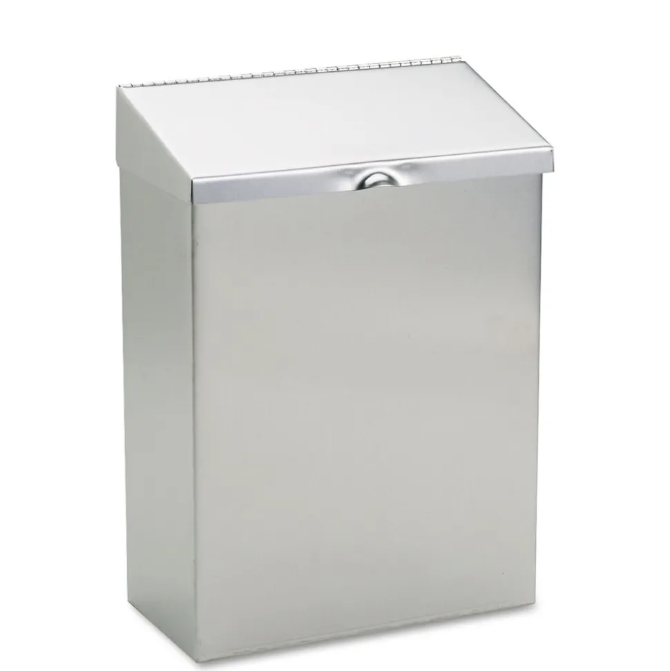 HOSPECO 8 in. x 4 in. x 11 in. Wall Mount Sanitary Napkin Receptacle - Stainless Steel