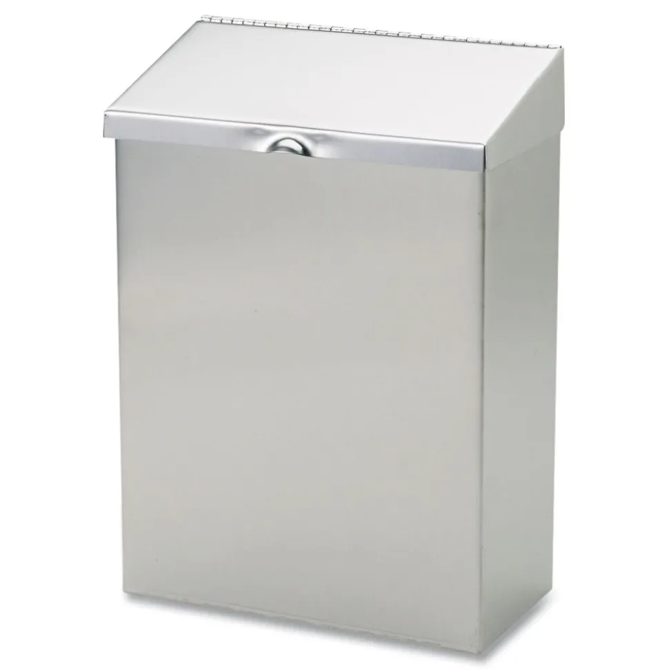 HOSPECO 8 in. x 4 in. x 11 in. Wall Mount Sanitary Napkin Receptacle - Stainless Steel