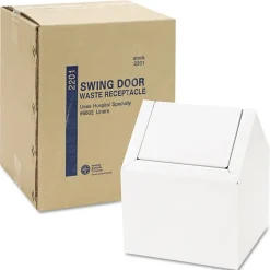 HOSPECO Double Entry Swing Top Floor Receptacle - Metal, White