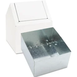 HOSPECO Double Entry Swing Top Floor Receptacle - Metal, White