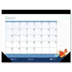 House of Doolittle 22 in. x 17 in. 12-Month (Jan-Dec) 2026 Recycled Desk Pad Calendar - Illustrated Seasons Artwork/Black Binding/Corners