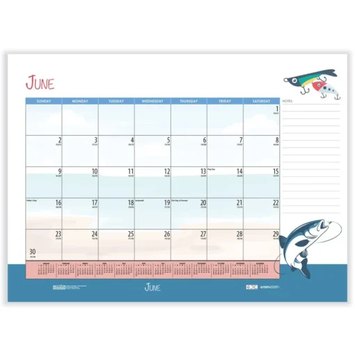 House of Doolittle 22 in. x 17 in. 12-Month (Jan-Dec) 2026 Recycled Desk Pad Calendar - Illustrated Seasons Artwork/Black Binding/Corners