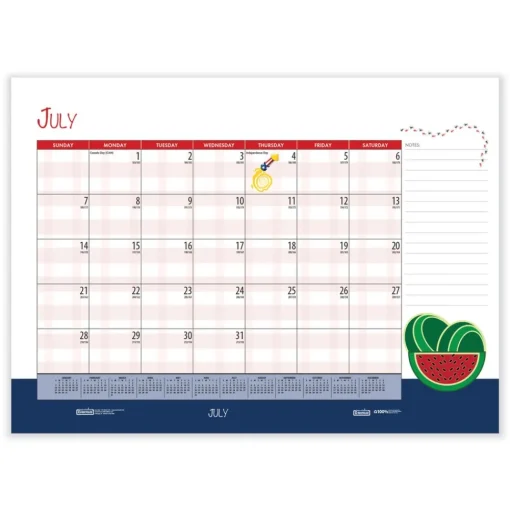 House of Doolittle 22 in. x 17 in. 12-Month (Jan-Dec) 2026 Recycled Desk Pad Calendar - Illustrated Seasons Artwork/Black Binding/Corners