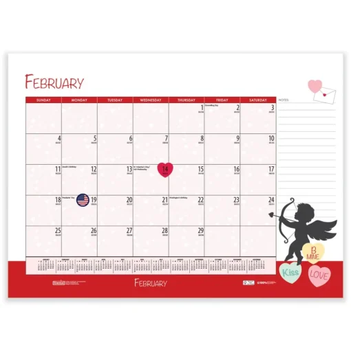House of Doolittle 22 in. x 17 in. 12-Month (Jan-Dec) 2026 Recycled Desk Pad Calendar - Illustrated Seasons Artwork/Black Binding/Corners