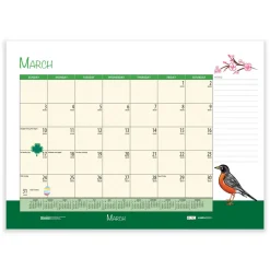 House of Doolittle 22 in. x 17 in. 12-Month (Jan-Dec) 2026 Recycled Desk Pad Calendar - Illustrated Seasons Artwork/Black Binding/Corners