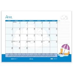 House of Doolittle 22 in. x 17 in. 12-Month (Jan-Dec) 2026 Recycled Desk Pad Calendar - Illustrated Seasons Artwork/Black Binding/Corners