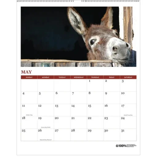 House of Doolittle 11 in. x 14 in. 12-Month (Jan-Dec 2026) 100 Percent Recycled Farm Life Wall Calendar - White/Multicolor Sheets