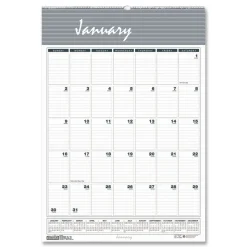 House of Doolittle 22 in. x 31.25 in. 12-Month (Jan-Dec 2026) Bar Harbor Recycled Wirebound Monthly Wall Calendar - White/Blue/Gray Sheets