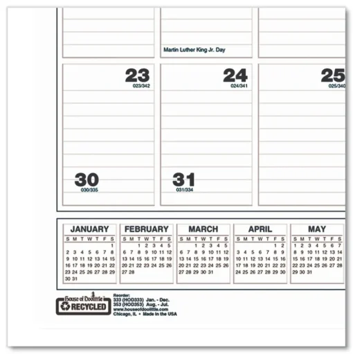 House of Doolittle 22 in. x 31.25 in. 12-Month (Jan-Dec 2026) Bar Harbor Recycled Wirebound Monthly Wall Calendar - White/Blue/Gray Sheets