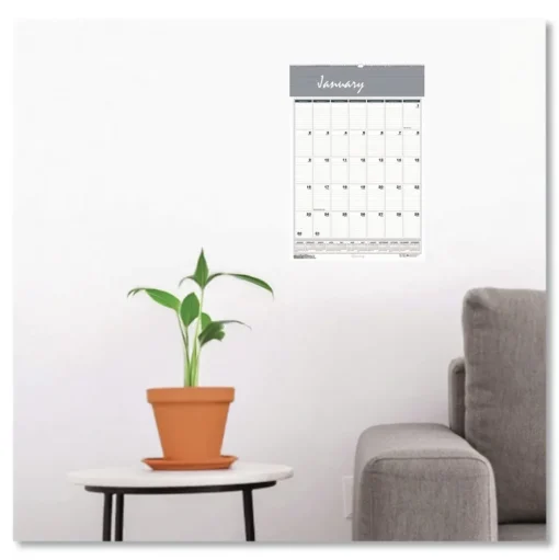 House of Doolittle 22 in. x 31.25 in. 12-Month (Jan-Dec 2026) Bar Harbor Recycled Wirebound Monthly Wall Calendar - White/Blue/Gray Sheets