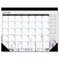 House of Doolittle 22 in. x 17 in. 12-Month (Jan-Dec) 2026 Recycled Desk Pad Calendar - Wild Flowers Artwork