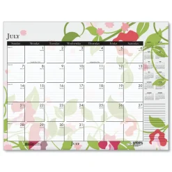 House of Doolittle 22 in. x 17 in. 12-Month (Jan-Dec) 2026 Recycled Desk Pad Calendar - Wild Flowers Artwork