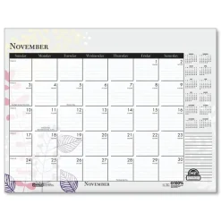 House of Doolittle 22 in. x 17 in. 12-Month (Jan-Dec) 2026 Recycled Desk Pad Calendar - Wild Flowers Artwork