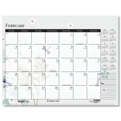House of Doolittle 22 in. x 17 in. 12-Month (Jan-Dec) 2026 Recycled Desk Pad Calendar - Wild Flowers Artwork