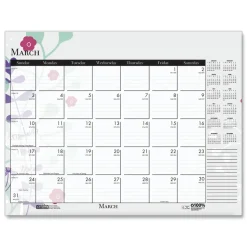 House of Doolittle 22 in. x 17 in. 12-Month (Jan-Dec) 2026 Recycled Desk Pad Calendar - Wild Flowers Artwork