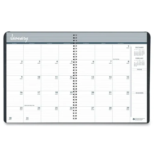House of Doolittle 11 in. x 8.5 in. 24-Month (Jan 2026-Dec 2027) Recycled Ruled Monthly Planner - Black Cover