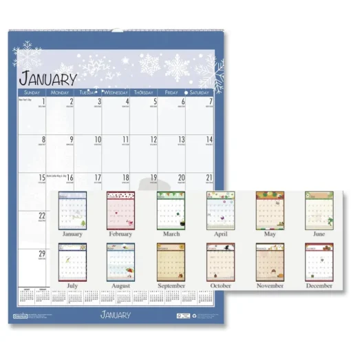 House of Doolittle 12 in. x 16.5 in. 12-Month (Jan-Dec 2026) Recycled Seasonal Wall Calendar