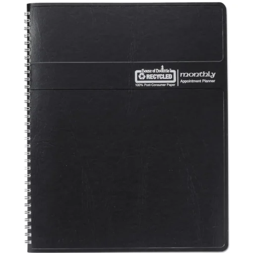 House of Doolittle 11 in. x 8.5 in. 14-Month (Dec 2025-Jan 2027) Recycled Ruled Monthly Planner - Black Cover