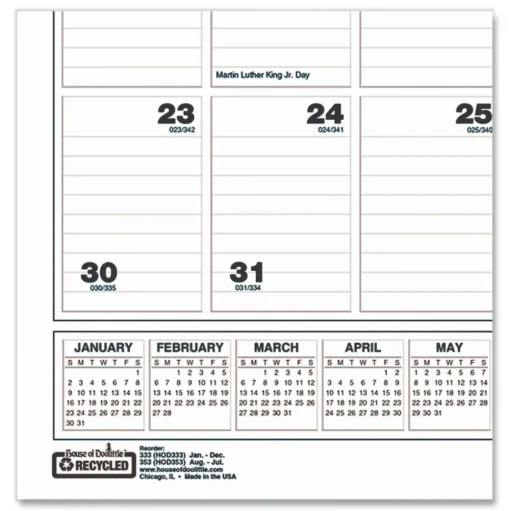 House of Doolittle 12 in. x 17 in. 12-Month (Jan-Dec 2026) Bar Harbor Recycled Wirebound Monthly Wall Calendar - White/Blue/Gray Sheets