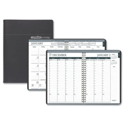 House of Doolittle 8.75 in. x 6.88 in. 12-Month (Jan-Dec 2026) Recycled 7-Day Planner - Black Cover