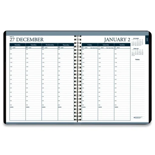 House of Doolittle 8.75 in. x 6.88 in. 12-Month (Jan-Dec 2026) Recycled 7-Day Planner - Black Cover