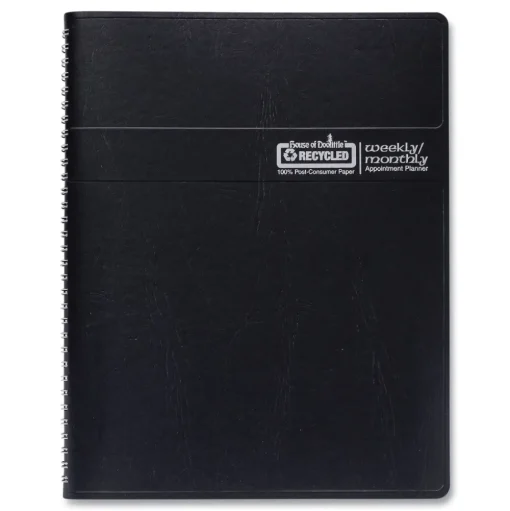 House of Doolittle 8.75 in. x 6.88 in. 12-Month (Jan-Dec 2026) Recycled 7-Day Planner - Black Cover