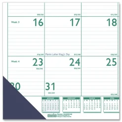 House of Doolittle 22 in. x 17 in. 13-Month (Jan 2026-Jan 2027) Express Track Monthly Desk Pad Calendar - White/Teal Sheets/Teal Binding