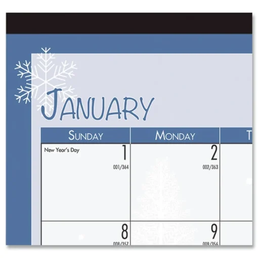 House of Doolittle 18.5 in. x 13 in. 12-Month (Jan-Dec) 2026 Recycled Desk Pad Calendar - Illustrated Seasons Artwork/Black Binding/Corners
