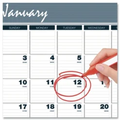 House of Doolittle 8.5 in. x 11 in. 12-Month (Jan-Dec 2026) Bar Harbor Recycled Wirebound Monthly Wall Calendar - White/Blue/Gray Sheets