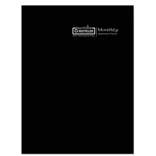 House of Doolittle 11 in. x 8.5 in. 14-Month (Dec 2025-Jan 2027) Recycled Ruled Planner with Leatherette Cover - Black Cover
