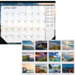 House of Doolittle Earthscapes 22 in. x 17 in. 12-Month (Jan to Dec) 2026 Recycled Desk Pad Calendar - Multicolor