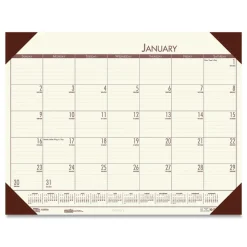 House of Doolittle EcoTones 22 in. x 17 in. 12-Month (Jan-Dec) 2026 Recycled Monthly Desk Pad Calendar - Cream/Brown