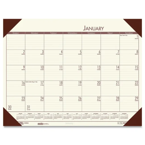 House of Doolittle EcoTones 22 in. x 17 in. 12-Month (Jan-Dec) 2026 Recycled Monthly Desk Pad Calendar - Cream/Brown