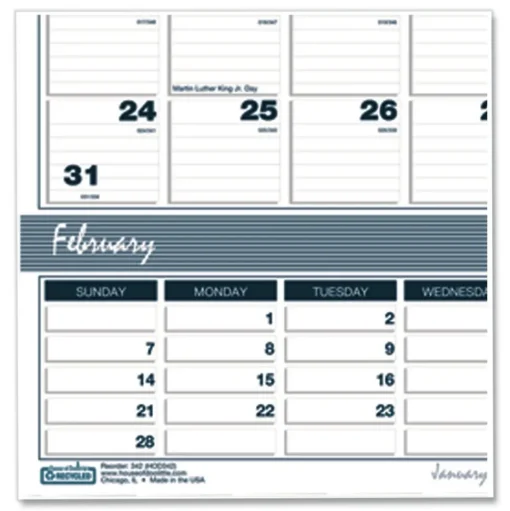 House of Doolittle 14-Month: Dec 2025 to Jan 2027 15.5 in. x 22 in. Bar Harbor Recycled Wirebound 3-Months-Per-Page Wall Calendar - White/Blue/Gray