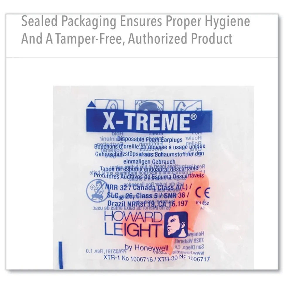 Howard Leight by Honeywell X-TREME 32 dB Uncorded Disposable Earplugs - One Size Fits Most Orange (2000/Carton)