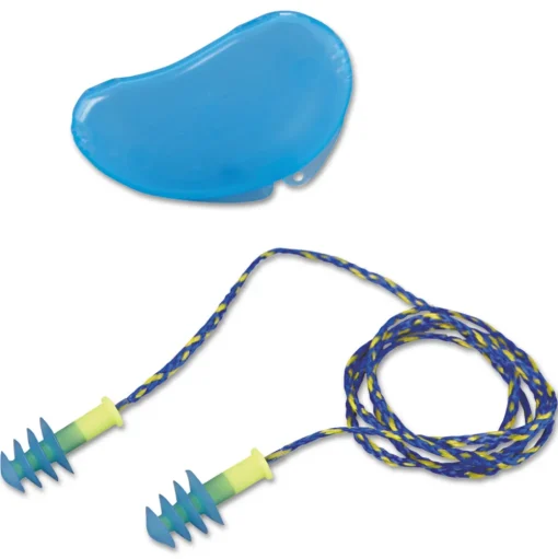 Howard Leight by Honeywell FUS30-HP 100-Pair Fusion 27 dB Corded Multiple-Use Earplugs - Blue/White, Regular